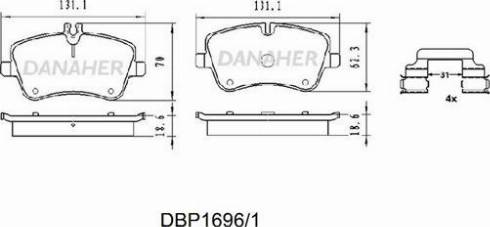 Danaher DBP1696/1 - Brake Pad Set, disc brake autospares.lv