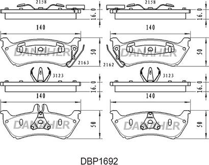 Danaher DBP1692 - Brake Pad Set, disc brake autospares.lv