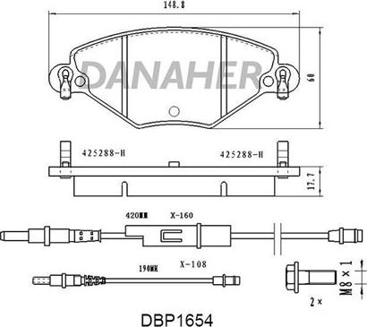 Danaher DBP1654 - Brake Pad Set, disc brake autospares.lv