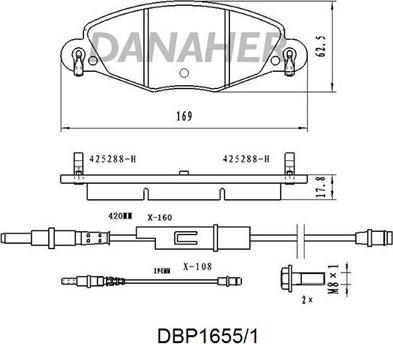 Danaher DBP1655/1 - Brake Pad Set, disc brake autospares.lv