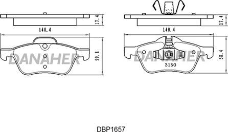 Danaher DBP1657 - Brake Pad Set, disc brake autospares.lv