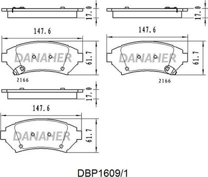 Danaher DBP1609/1 - Brake Pad Set, disc brake autospares.lv