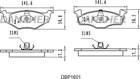 Danaher DBP1601 - Brake Pad Set, disc brake autospares.lv