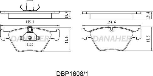 Danaher DBP1608/1 - Brake Pad Set, disc brake autospares.lv