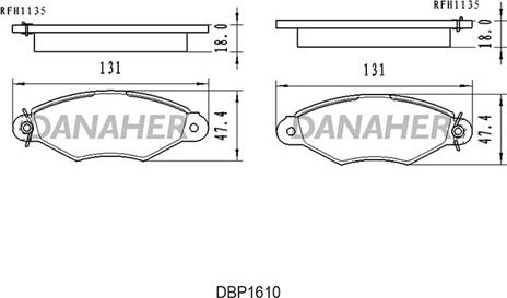 Danaher DBP1610 - Brake Pad Set, disc brake autospares.lv