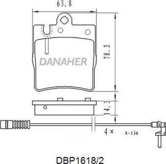 Danaher DBP1618/2 - Brake Pad Set, disc brake autospares.lv