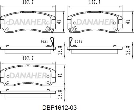 Danaher DBP1612-03 - Brake Pad Set, disc brake autospares.lv