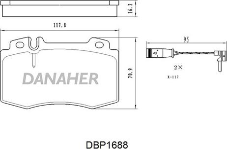 Danaher DBP1688 - Brake Pad Set, disc brake autospares.lv