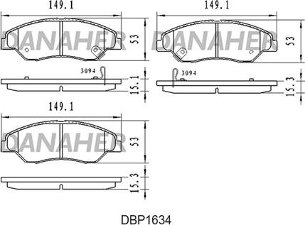 Danaher DBP1634 - Brake Pad Set, disc brake autospares.lv