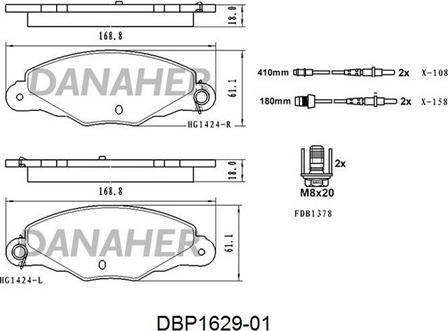 Danaher DBP1629-01 - Brake Pad Set, disc brake autospares.lv