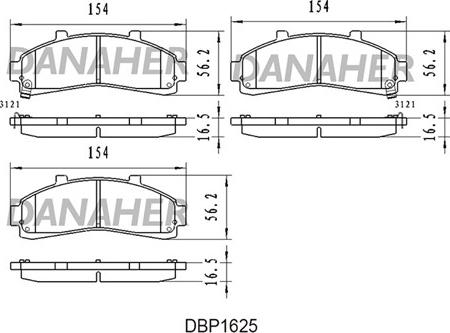 Danaher DBP1625 - Brake Pad Set, disc brake autospares.lv