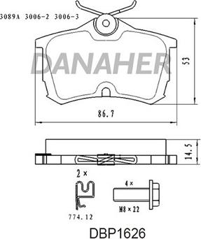 Danaher DBP1626 - Brake Pad Set, disc brake autospares.lv