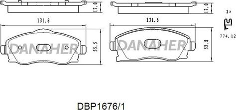 Danaher DBP1676/1 - Brake Pad Set, disc brake autospares.lv