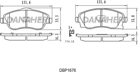 Danaher DBP1676 - Brake Pad Set, disc brake autospares.lv