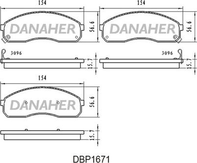 Danaher DBP1671 - Brake Pad Set, disc brake autospares.lv