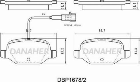 Danaher DBP1678/2 - Brake Pad Set, disc brake autospares.lv