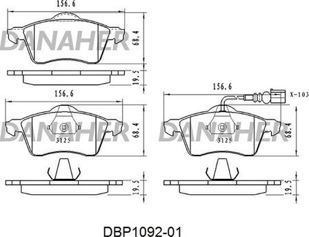 Danaher DBP1092-01 - Brake Pad Set, disc brake autospares.lv