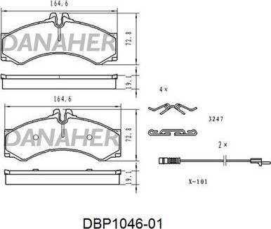 Danaher DBP1046-01 - Brake Pad Set, disc brake autospares.lv