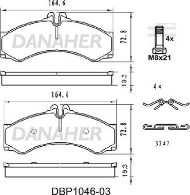 Danaher DBP1046-03 - Brake Pad Set, disc brake autospares.lv