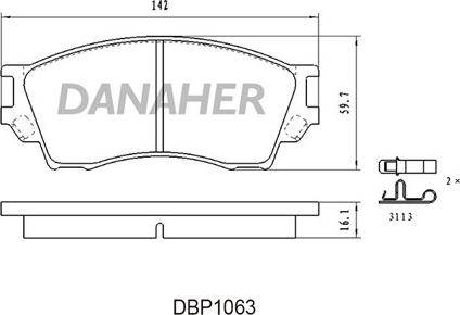 Danaher DBP1063 - Brake Pad Set, disc brake autospares.lv