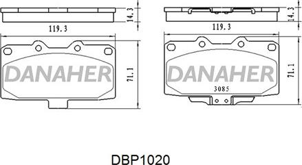 Danaher DBP1020 - Brake Pad Set, disc brake autospares.lv