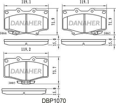 Danaher DBP1070 - Brake Pad Set, disc brake autospares.lv