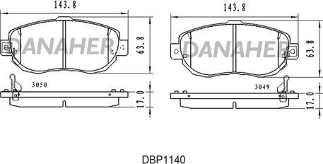 Danaher DBP1140 - Brake Pad Set, disc brake autospares.lv