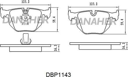 Danaher DBP1143 - Brake Pad Set, disc brake autospares.lv