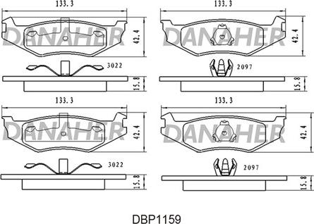 Danaher DBP1159 - Brake Pad Set, disc brake autospares.lv