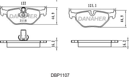 Danaher DBP1107 - Brake Pad Set, disc brake autospares.lv