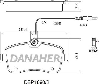 Danaher DBP1890/2 - Brake Pad Set, disc brake autospares.lv