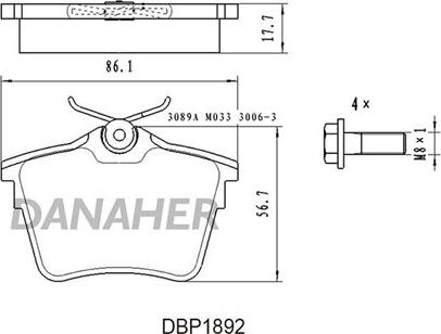 Danaher DBP1892 - Brake Pad Set, disc brake autospares.lv