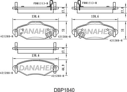 Danaher DBP1840 - Brake Pad Set, disc brake autospares.lv