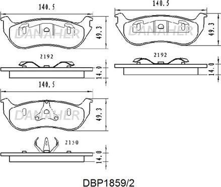 Danaher DBP1859/2 - Brake Pad Set, disc brake autospares.lv