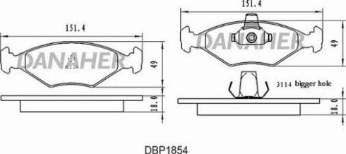 Danaher DBP1854 - Brake Pad Set, disc brake autospares.lv