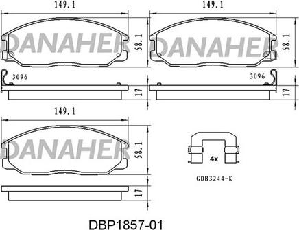 Danaher DBP1857-01 - Brake Pad Set, disc brake autospares.lv