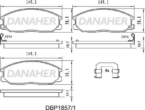 Danaher DBP1857/1 - Brake Pad Set, disc brake autospares.lv