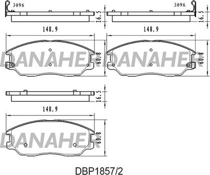 Danaher DBP1857/2 - Brake Pad Set, disc brake autospares.lv