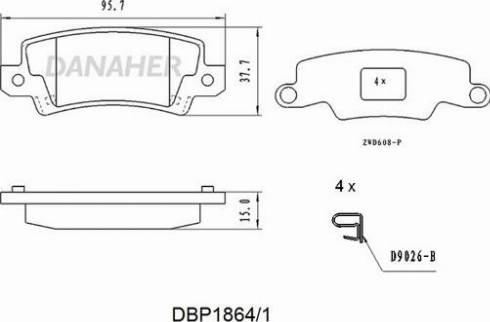 Danaher DBP1864/1 - Brake Pad Set, disc brake autospares.lv