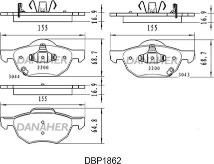 Danaher DBP1862 - Brake Pad Set, disc brake autospares.lv