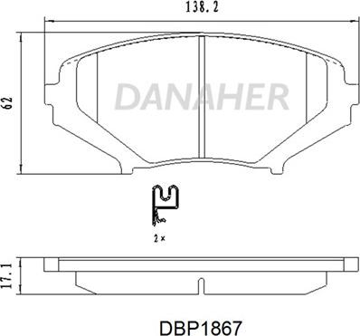 Danaher DBP1867 - Brake Pad Set, disc brake autospares.lv