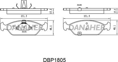 Danaher DBP1805 - Brake Pad Set, disc brake autospares.lv