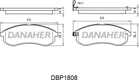 Danaher DBP1808 - Brake Pad Set, disc brake autospares.lv