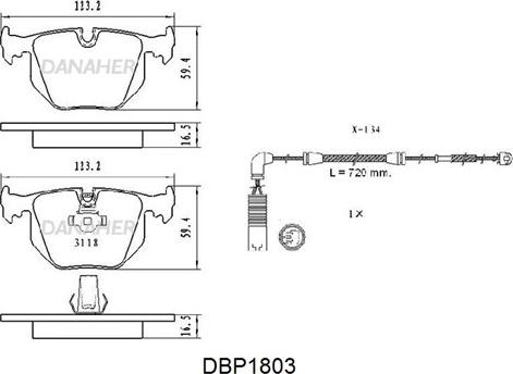 Danaher DBP1803 - Brake Pad Set, disc brake autospares.lv