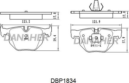 Danaher DBP1834 - Brake Pad Set, disc brake autospares.lv