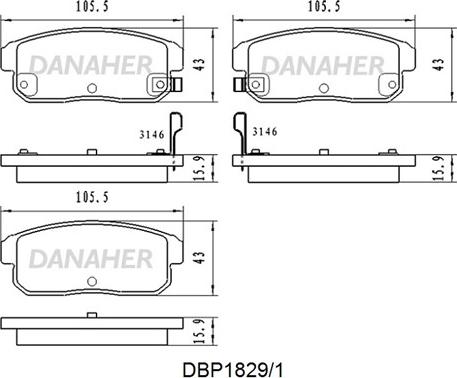 Danaher DBP1829/1 - Brake Pad Set, disc brake autospares.lv