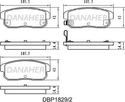 Danaher DBP1829/2 - Brake Pad Set, disc brake autospares.lv