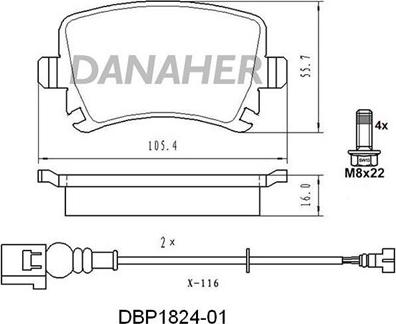 Danaher DBP1824-01 - Brake Pad Set, disc brake autospares.lv