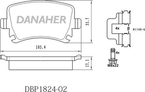 Danaher DBP1824-02 - Brake Pad Set, disc brake autospares.lv