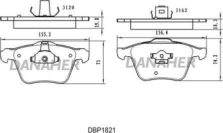 Danaher DBP1821 - Brake Pad Set, disc brake autospares.lv